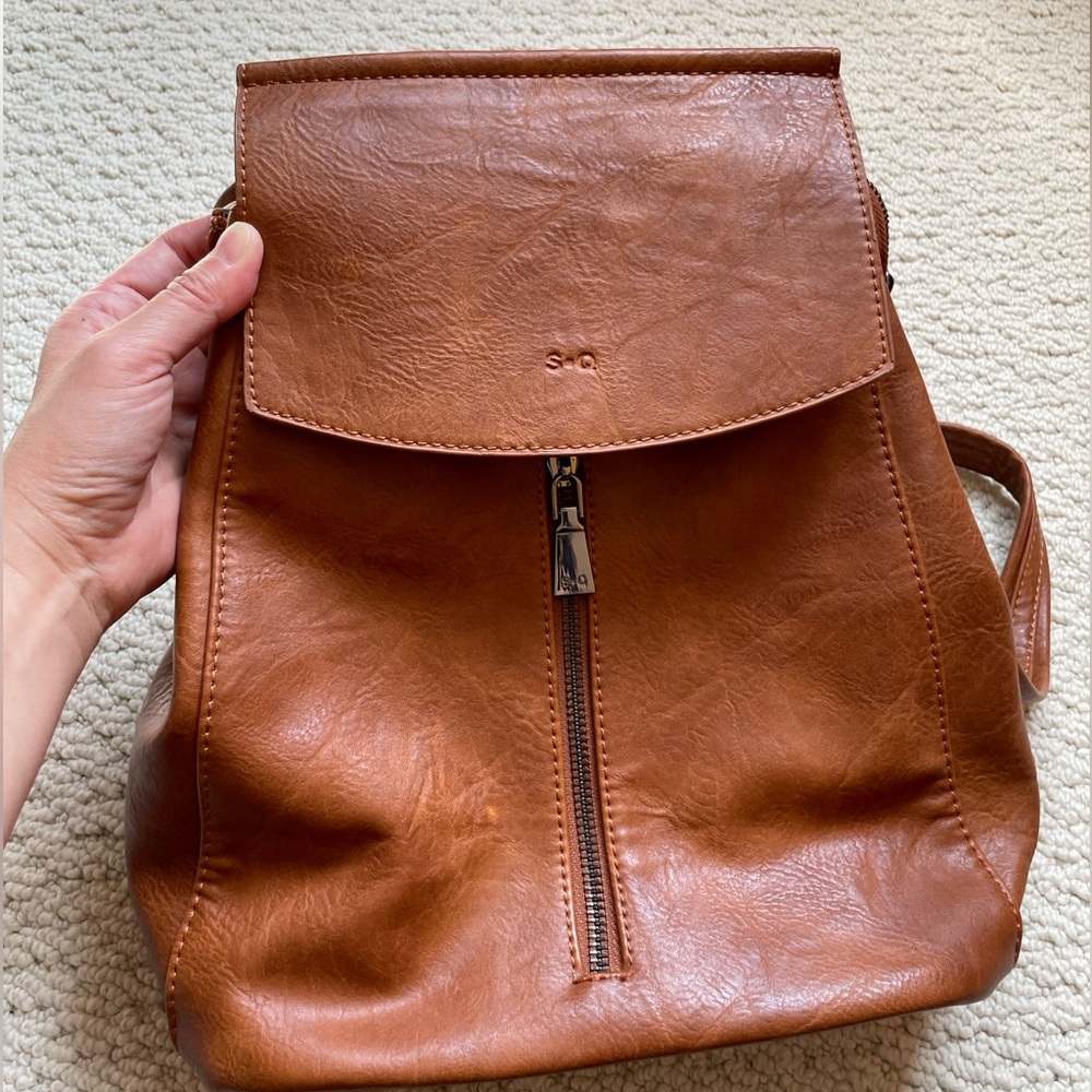 S.Q Vegan Leather Convertible Backpack